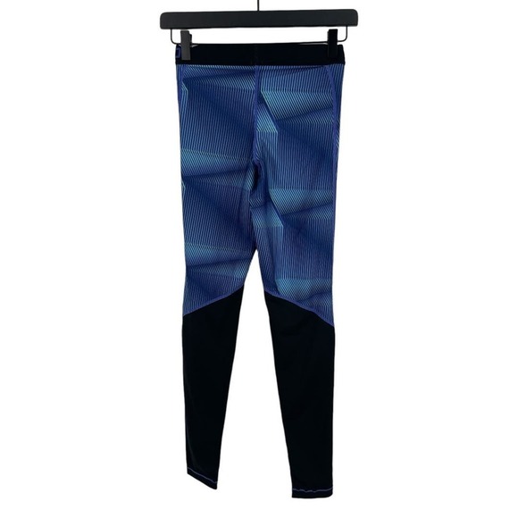 Nike Pro Womens Dri-Fit Blue Geometric Stripe Print Vented Leggings Size Small S - Picture 6 of 8